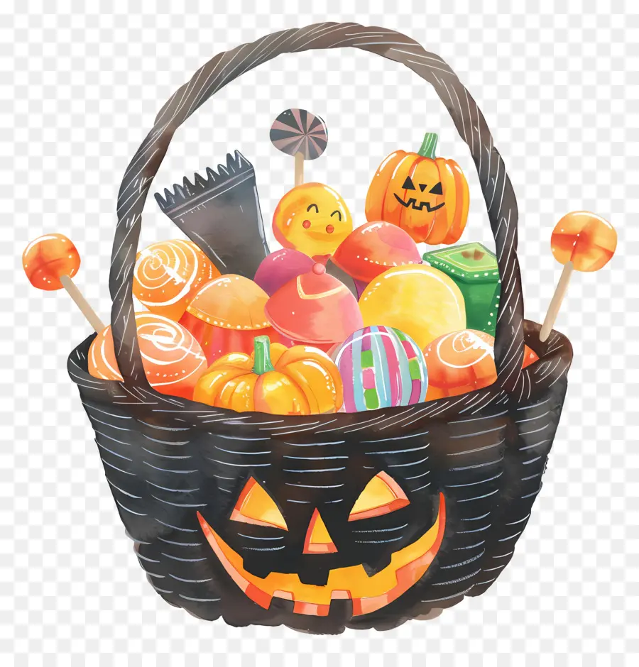 Cesta De Halloween，Cesta De Dulces PNG