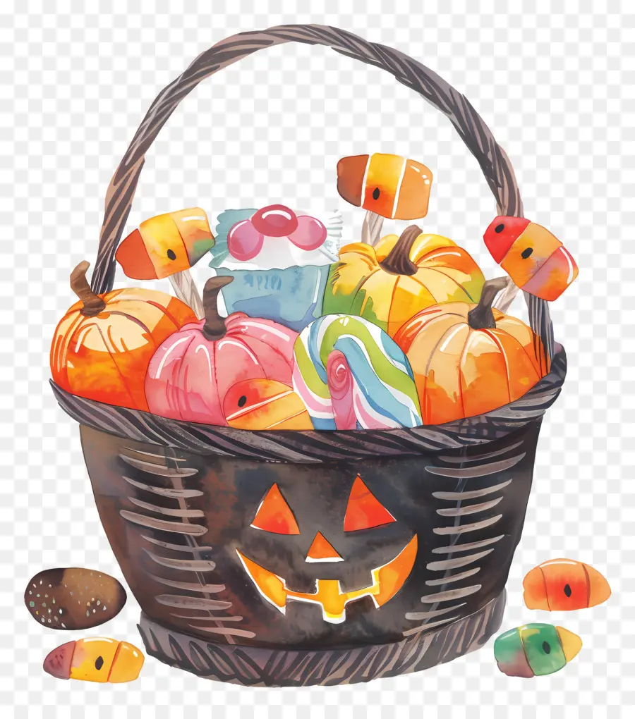 Cesta De Halloween，Cesta De Dulces PNG