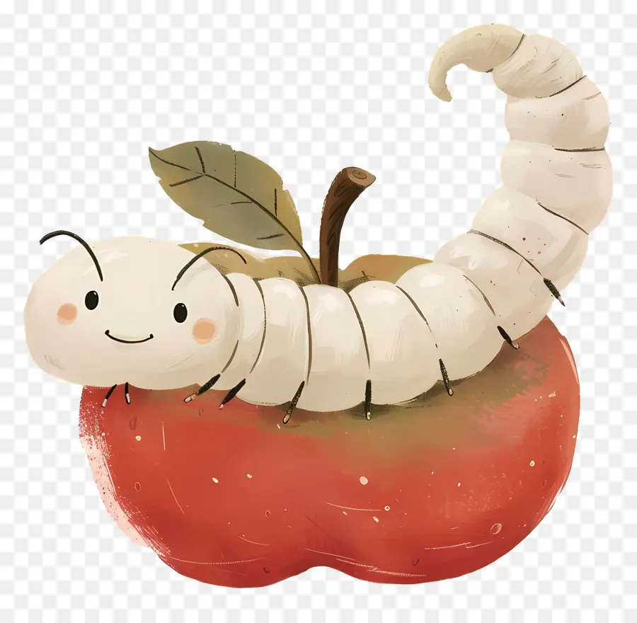 Manzana Con Gusano，Linda Oruga En Apple PNG