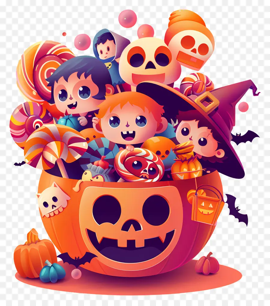 Cesta De Halloween，Tazón De Dulces De Halloween PNG