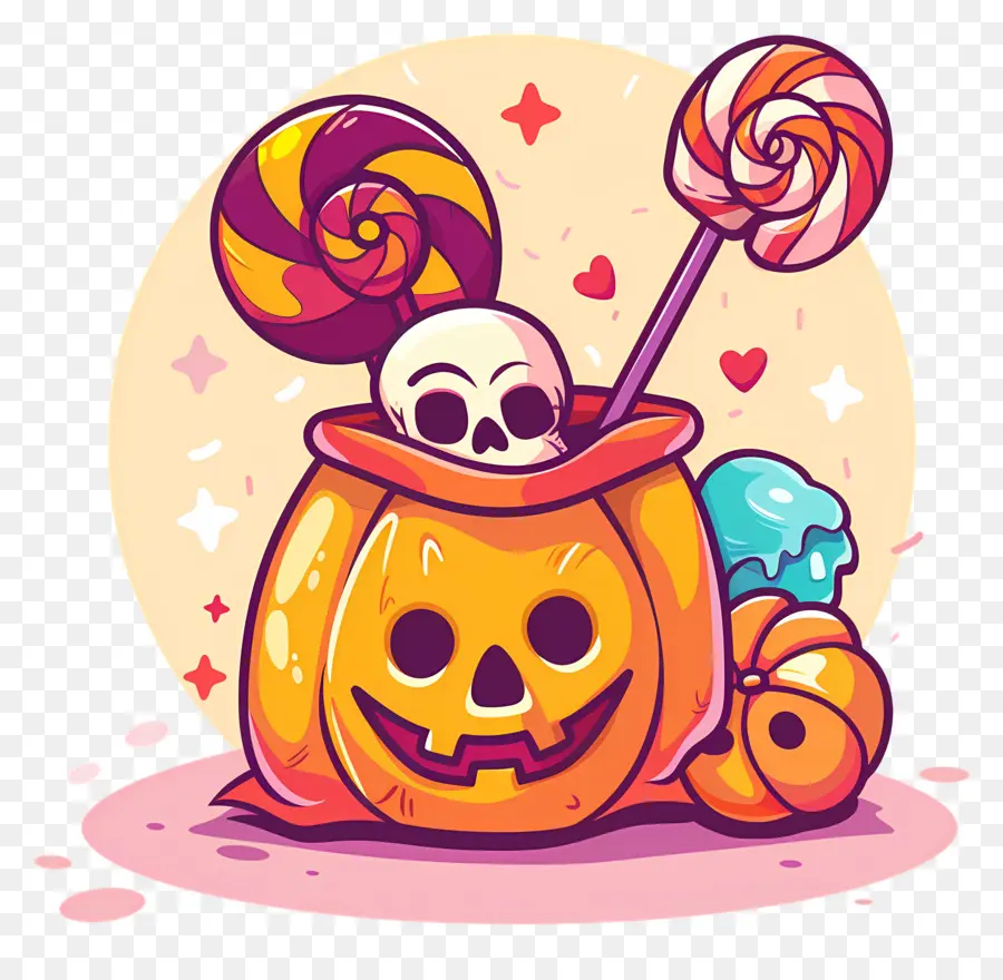 Cesta De Halloween，Bolsa De Dulces De Halloween PNG