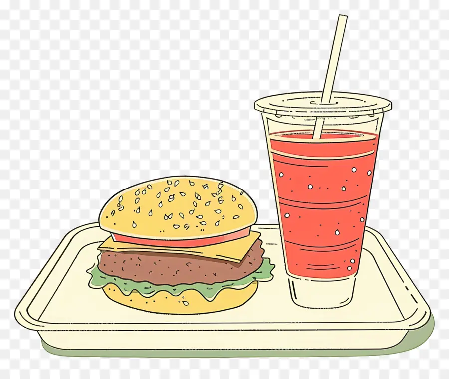 Comida Rápida，Hamburguesa Y Bebida PNG