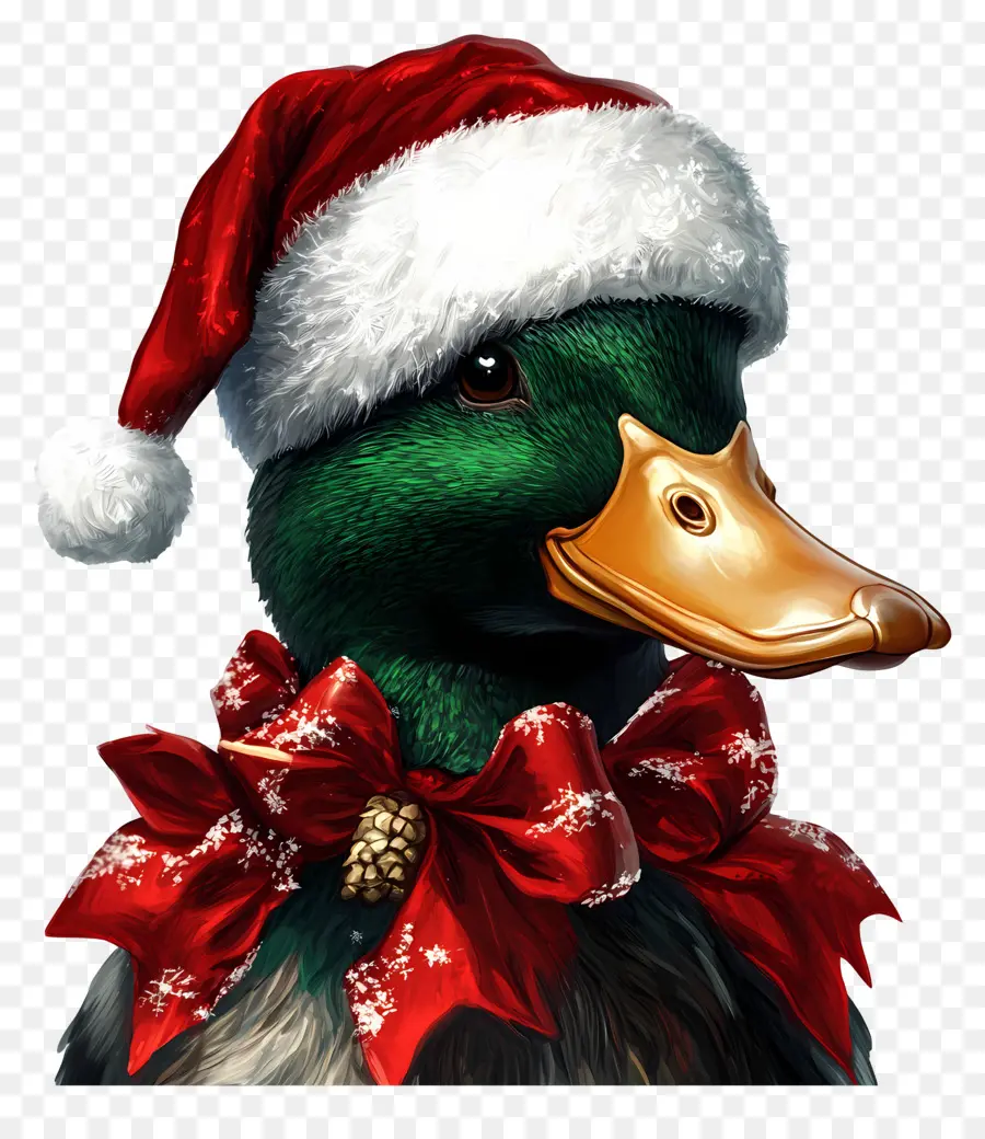 Pato Navideño，Pato Con Gorro De Papá Noel PNG