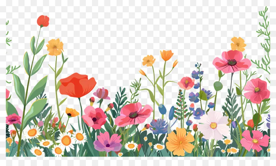 Borde De Flores，Flores Coloridas PNG