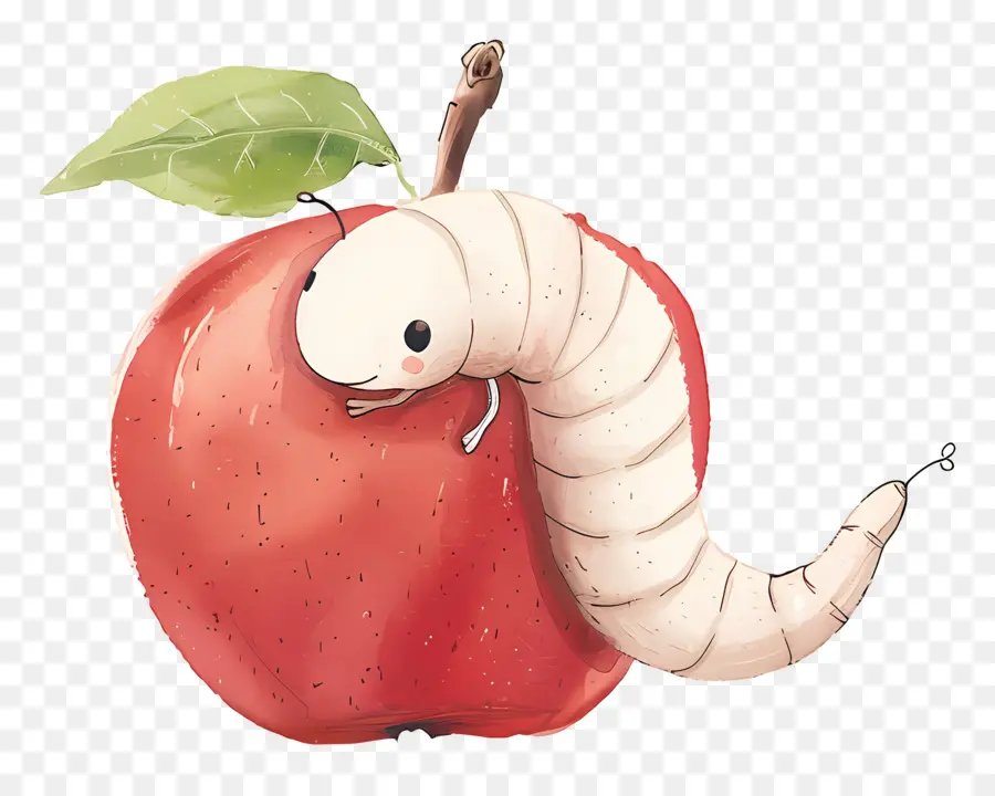 Manzana Con Gusano，Fruta PNG