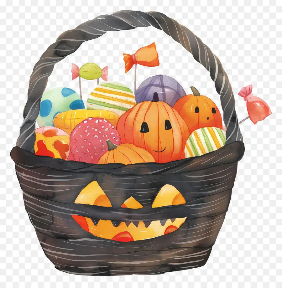 Cesta De Halloween，Cesta De Dulces PNG