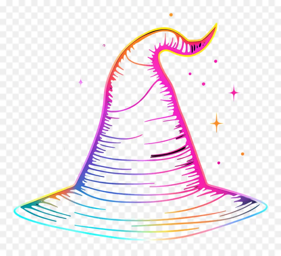 Linea De Neon，Sombrero De Bruja Colorido PNG