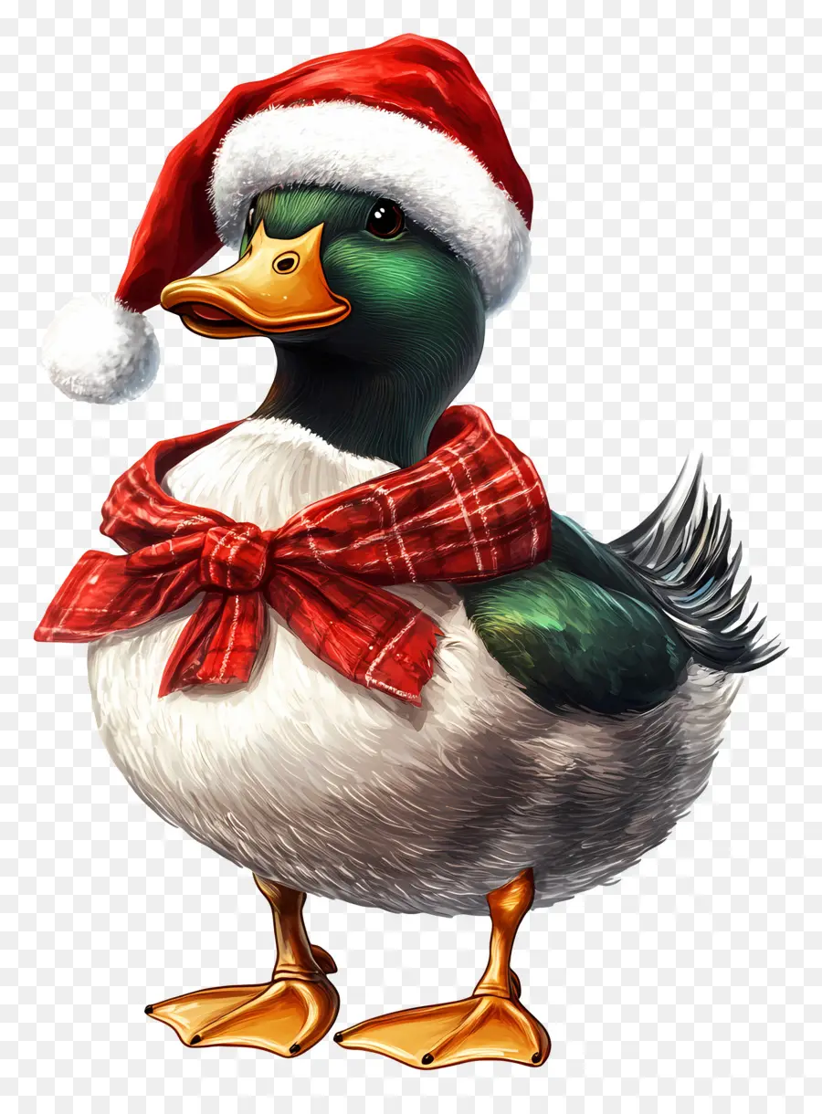 Pato Navideño，Pato Con Gorro De Papá Noel PNG