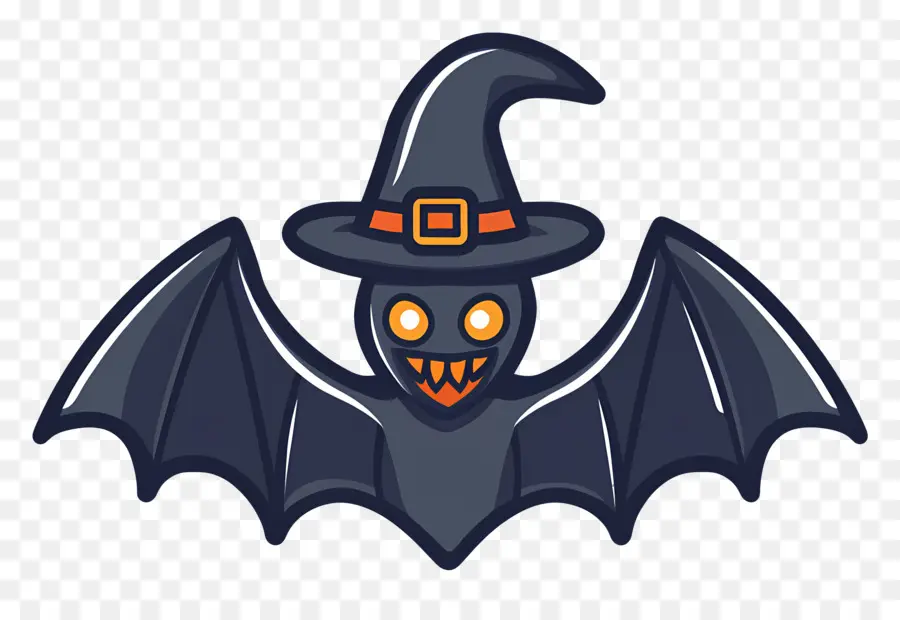 Murciélago De Halloween，Murciélago Espeluznante Con Sombrero De Bruja PNG