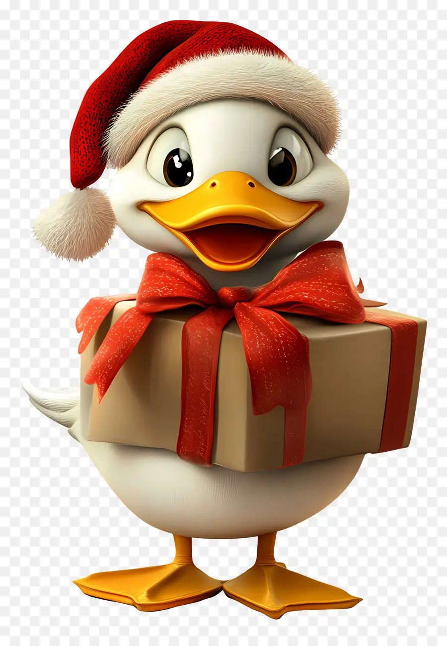 Pato Navideño，Pato Con Regalo PNG