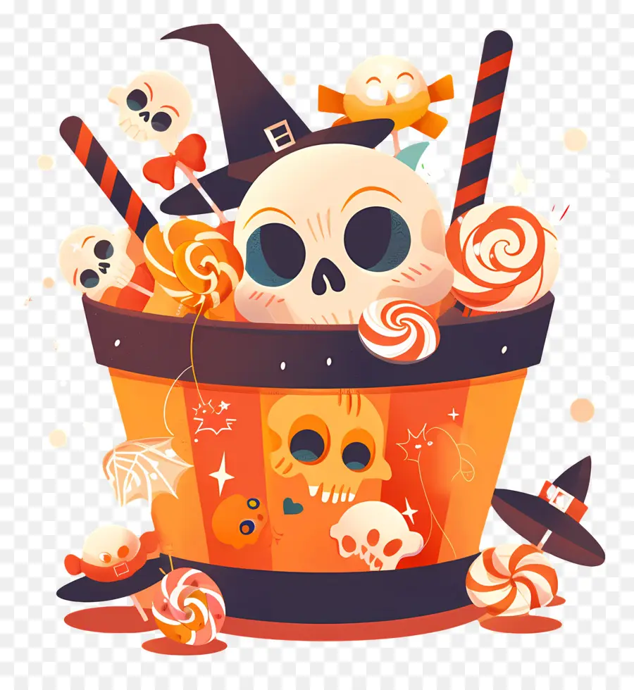 Cesta De Halloween，Dulces De Halloween PNG