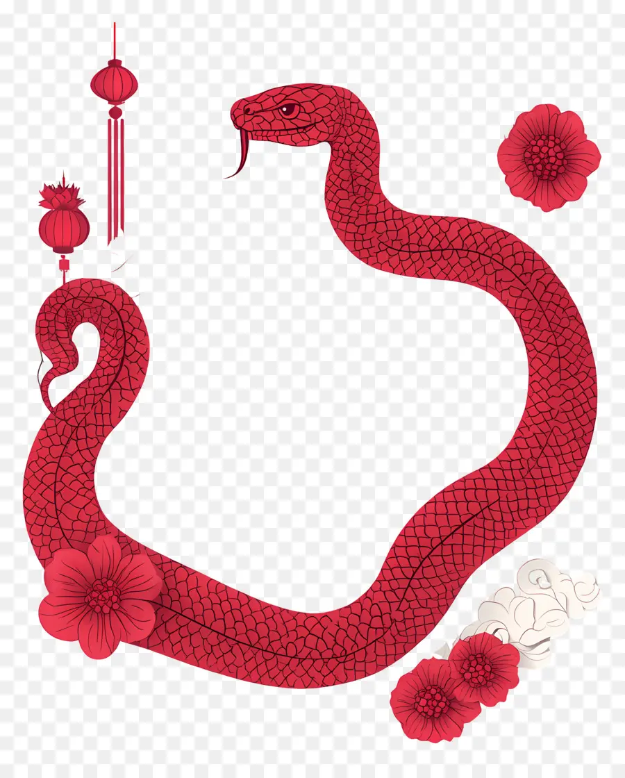 Año Nuevo Chino，Serpiente Roja PNG