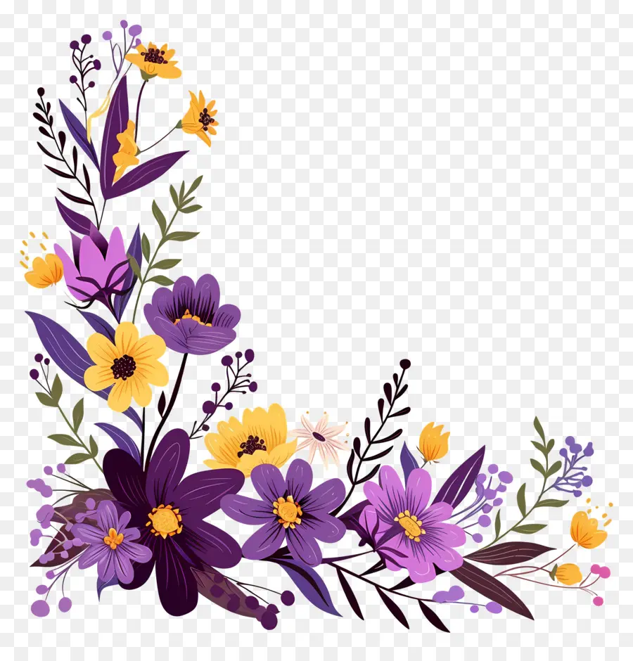 Rincón De Las Flores，Arreglo Floral Morado Y Amarillo PNG