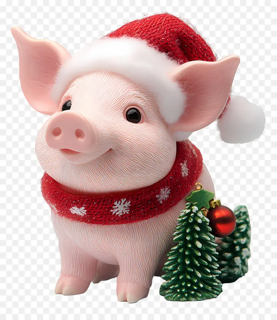 Cerdo Navideño，Cerdo Con Gorro De Papá Noel PNG