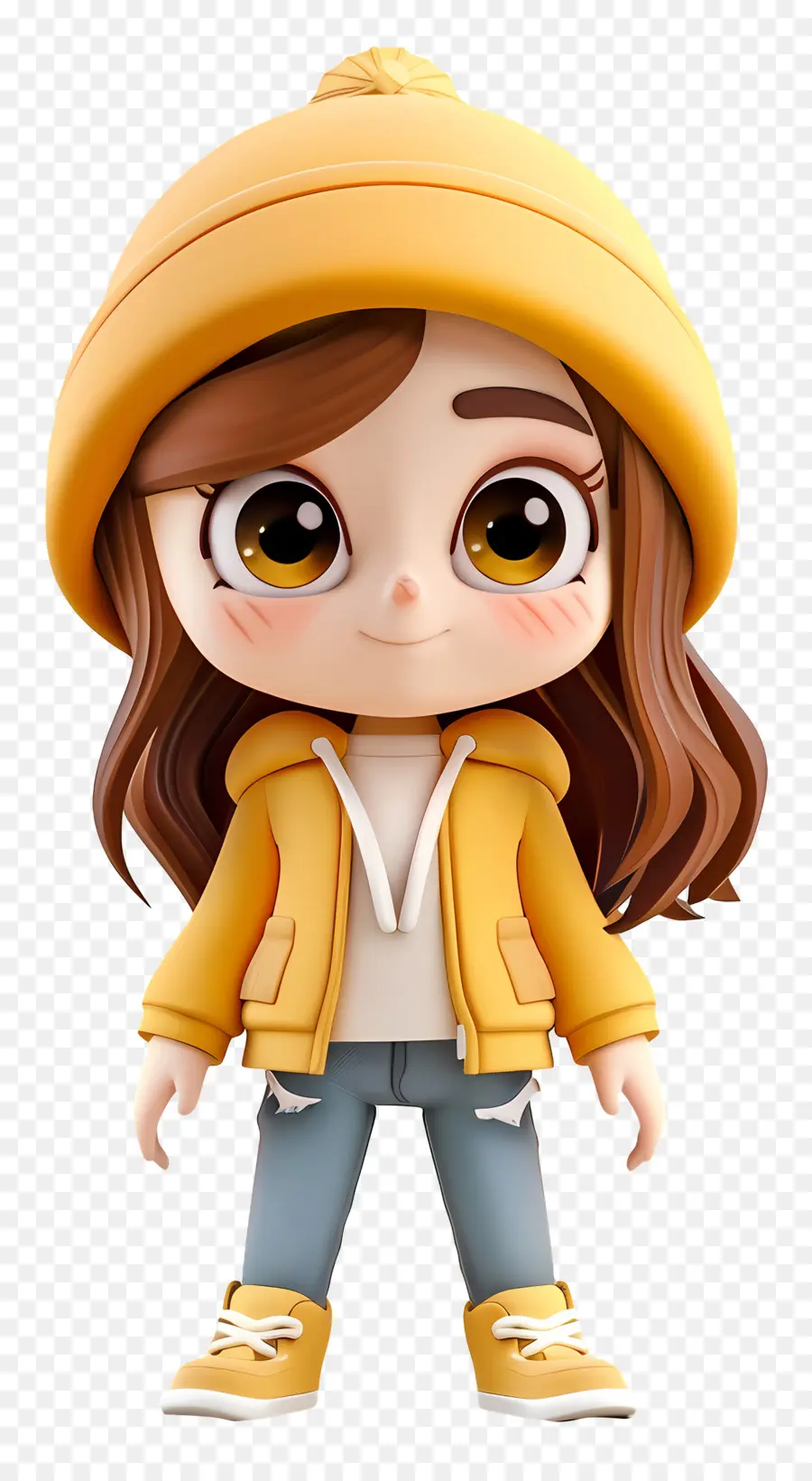 Chica Chibi，Chica Con Chaqueta Amarilla PNG