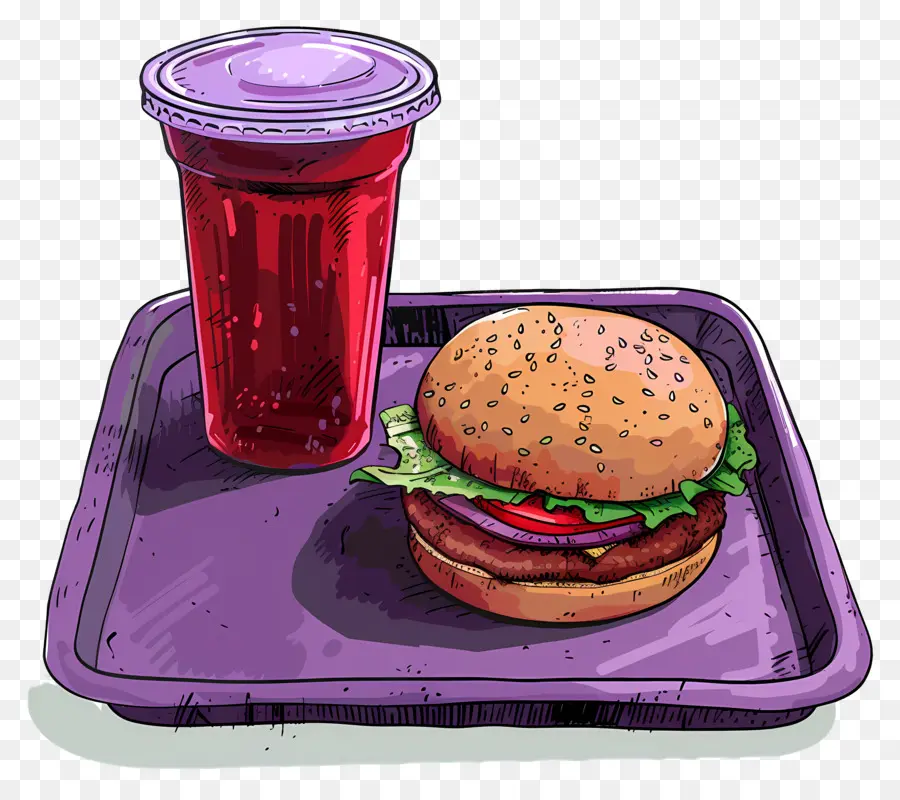 Comida Rápida，Hamburguesa Y Bebida PNG