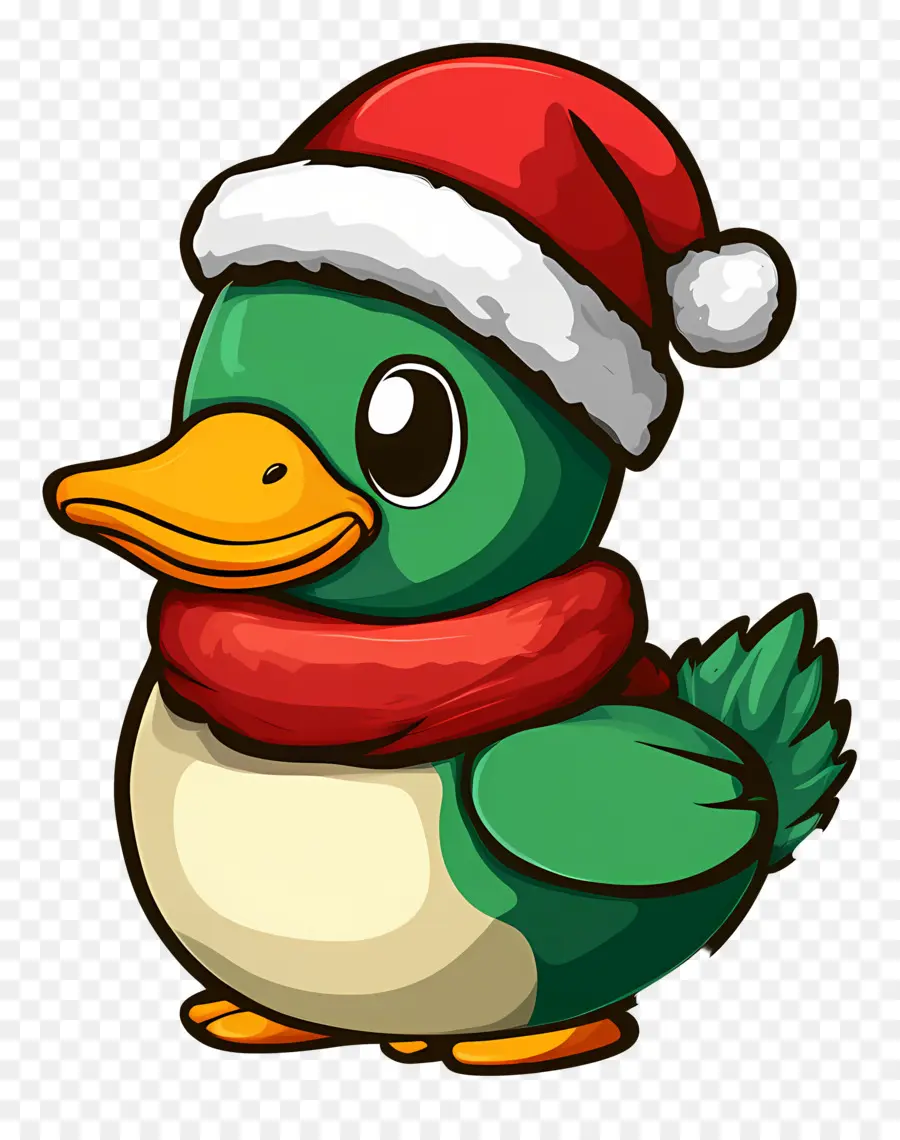 Pato Navideño，Pato Con Gorro De Papá Noel PNG