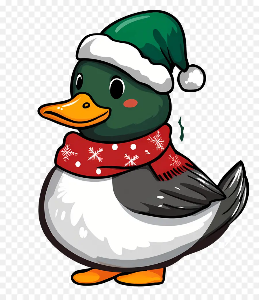 Pato Navideño，Pato Con Gorro De Papá Noel PNG