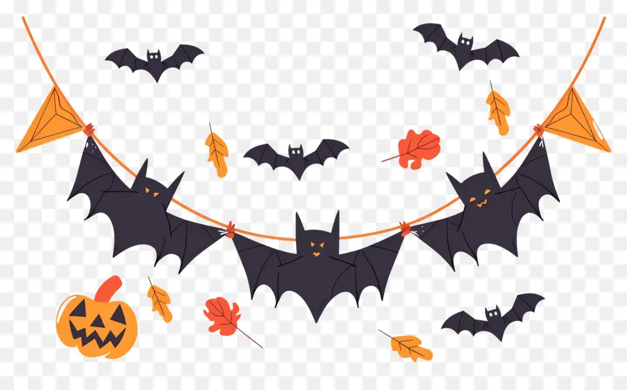 Guirnalda De Halloween，Murciélagos De Halloween PNG