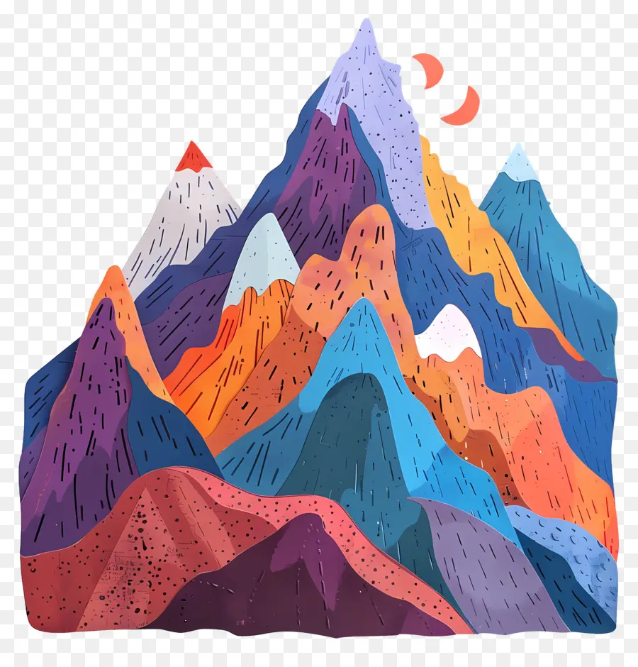 Montaña Animada，Montañas Coloridas PNG