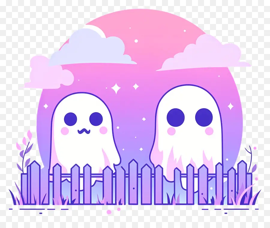 Valla De Halloween，Lindos Fantasmas En El Cementerio PNG