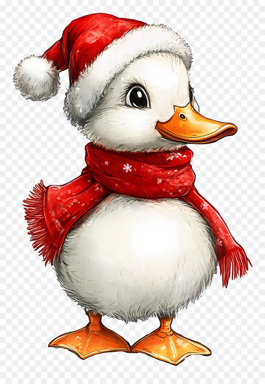 Pato Navideño，Pato Con Gorro De Papá Noel PNG