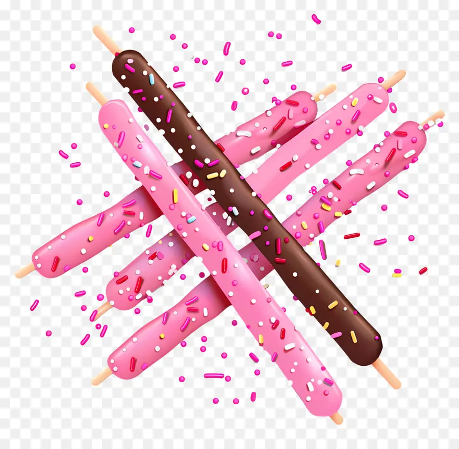 Palitos De Chocolate，Palitos De Rosa Y Chocolate PNG