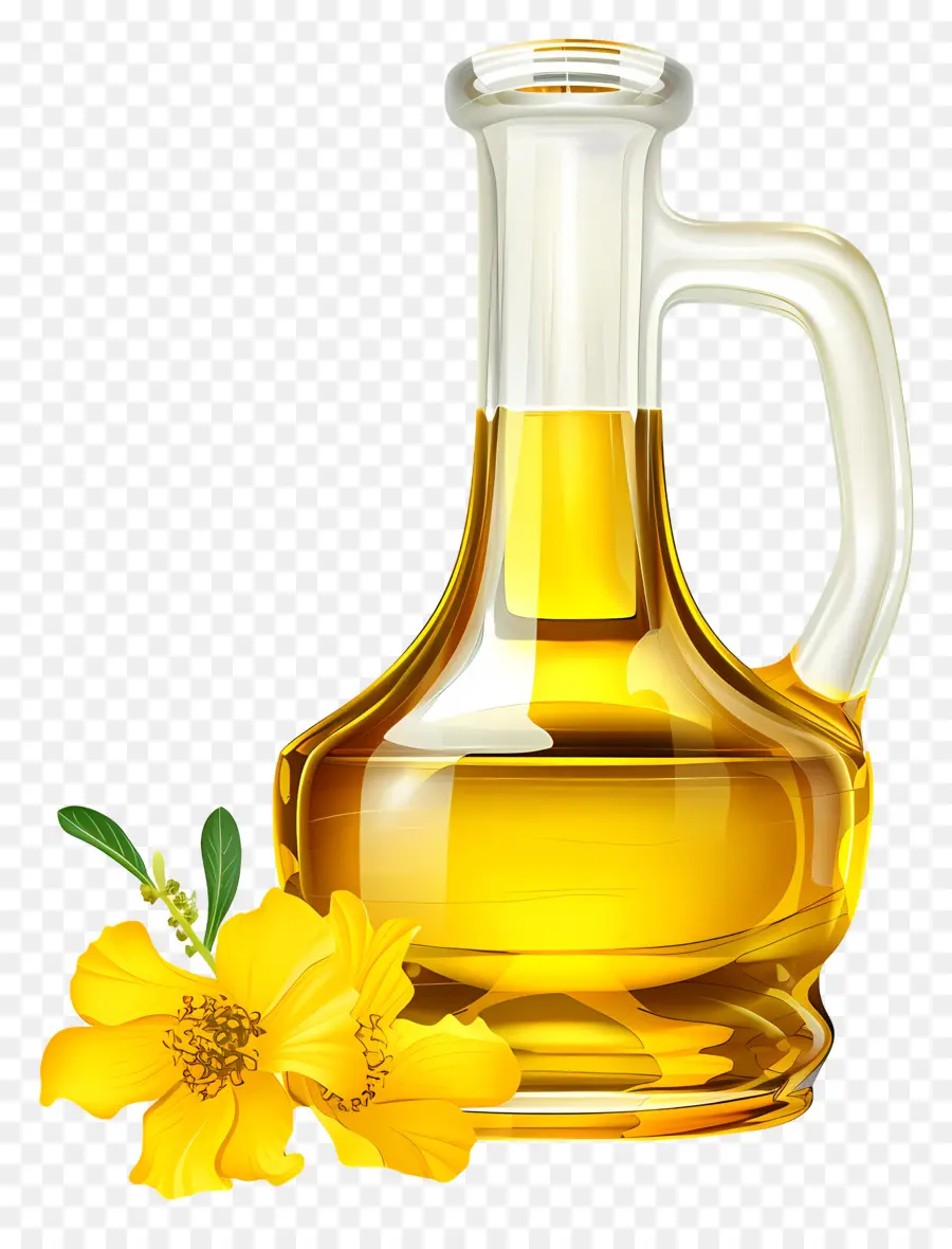 Aceite De Canola，Botella De Aceite Con Flor PNG