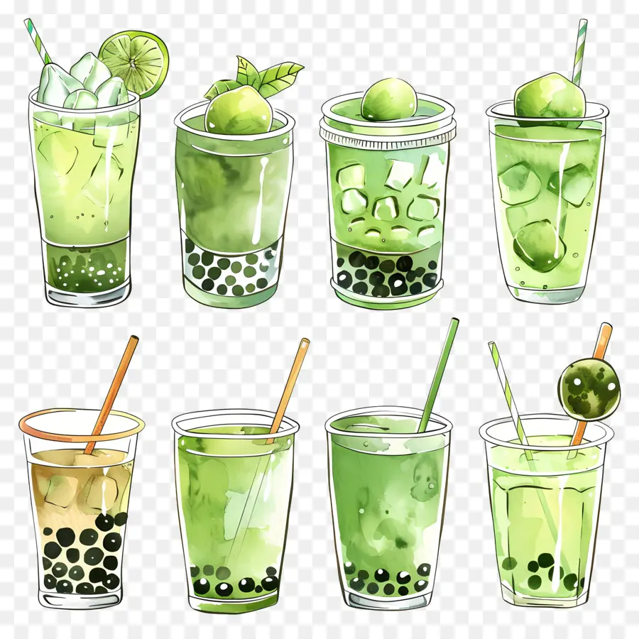 Bebida Matcha，Bebidas Verdes PNG