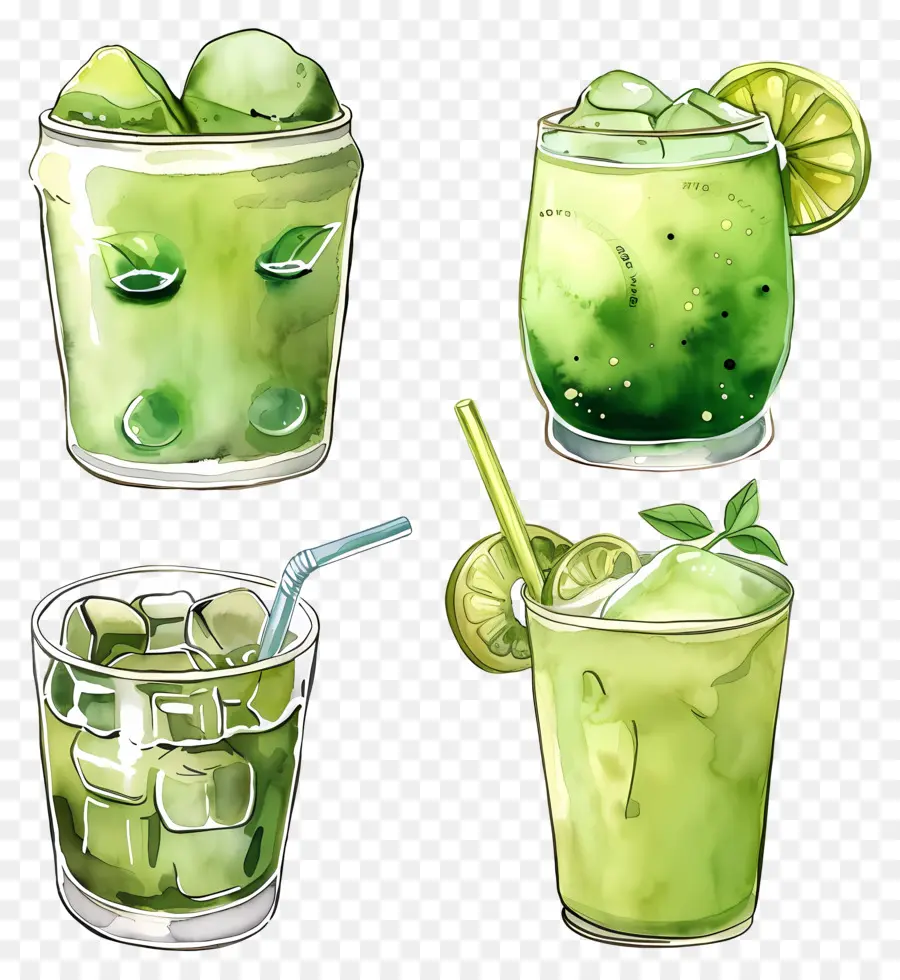 Bebida Matcha，Bebidas Verdes PNG