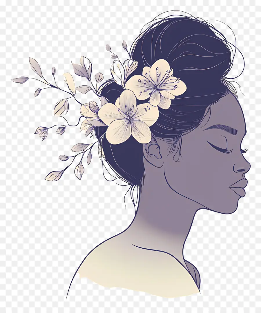 Logotipo De Niña，Mujer Con Flores PNG