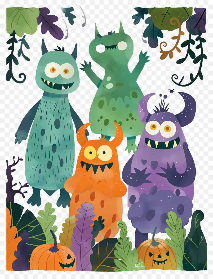 Monstruos De Dibujos Animados，Monstruos Coloridos PNG