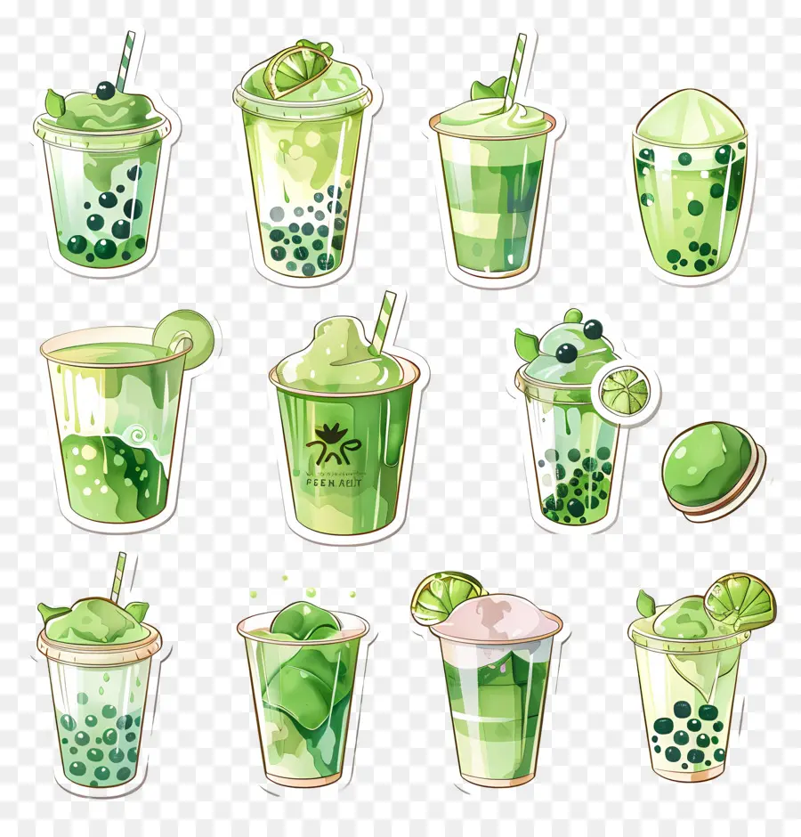 Bebida Matcha，Bebidas Verdes PNG