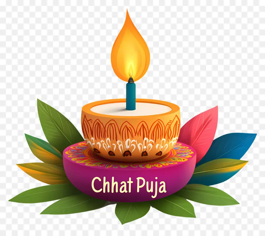 Feliz Chhat Puja，Vela Encendida PNG