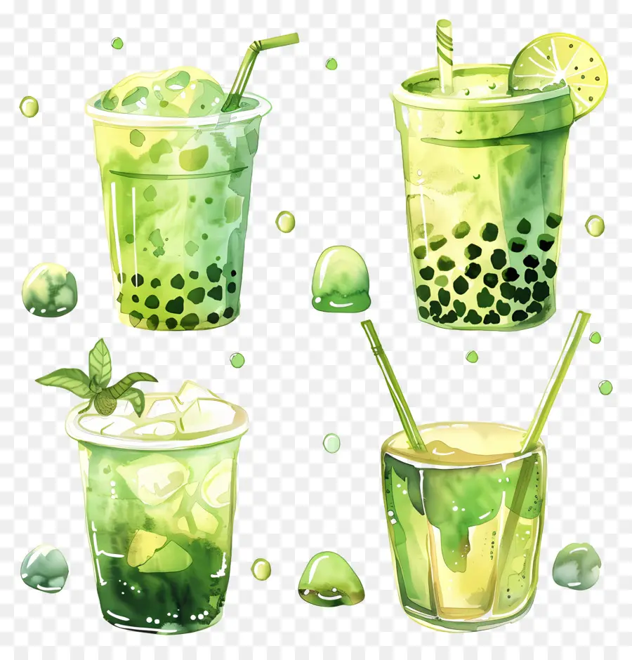 Bebida Matcha，Bebidas Verdes PNG