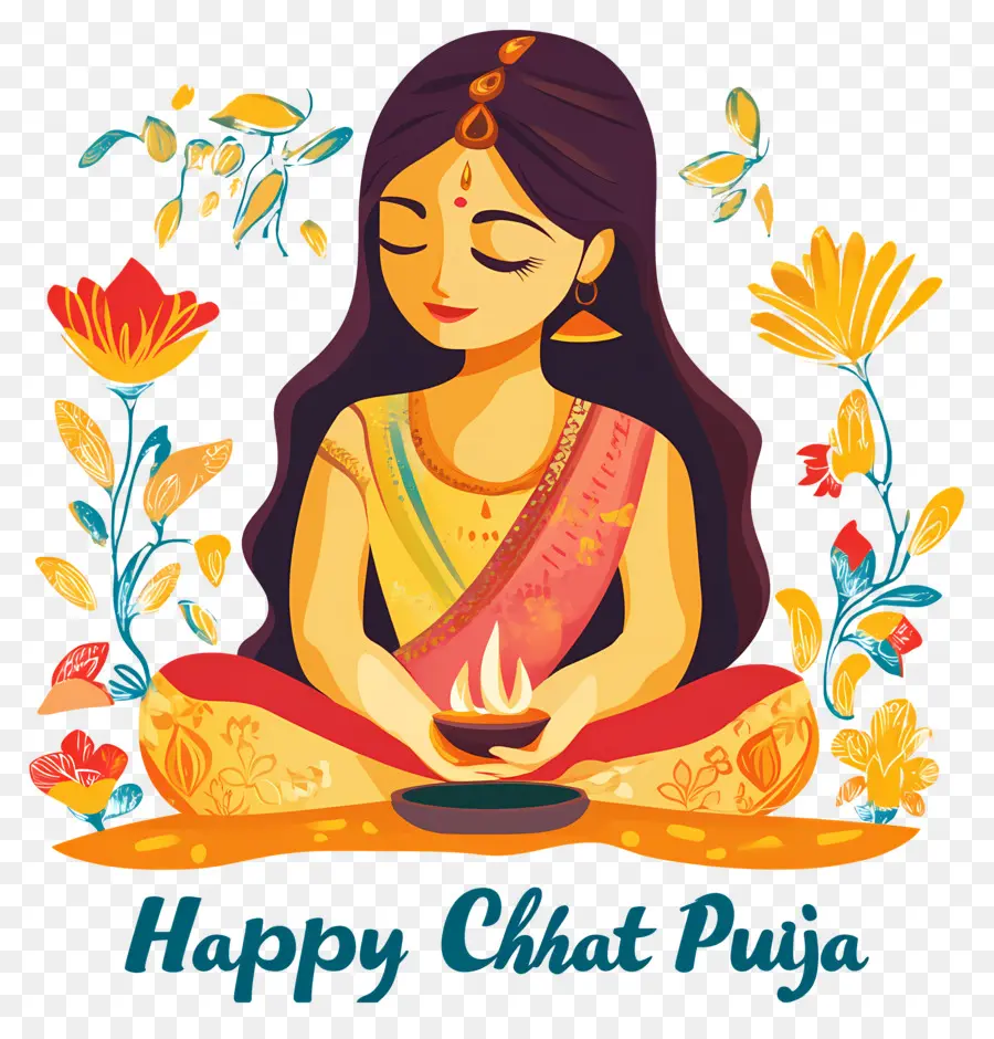 Feliz Chhat Puja，Mujer Meditando PNG