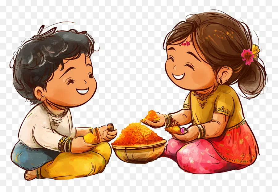 Feliz Bhai Dooj，Hermanos Celebrando PNG