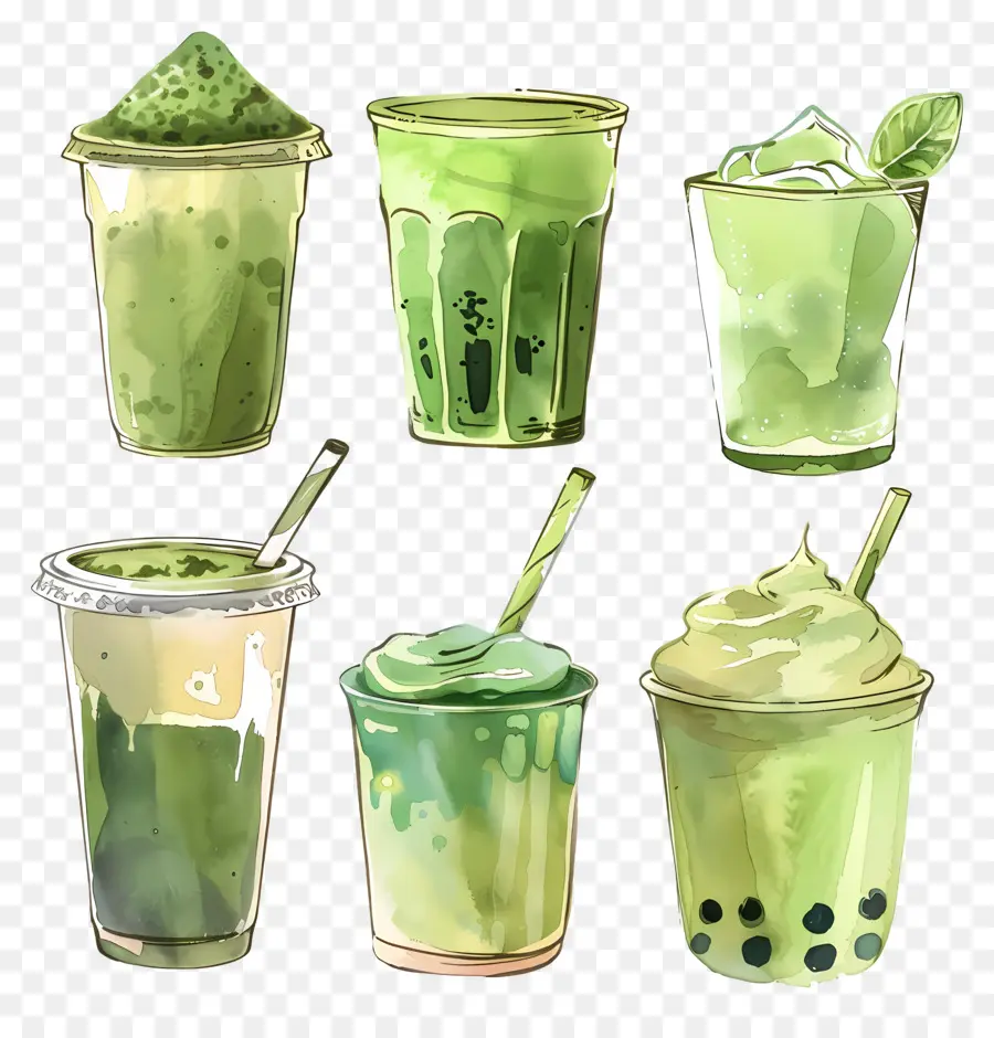 Bebida Matcha，Bebidas Verdes PNG