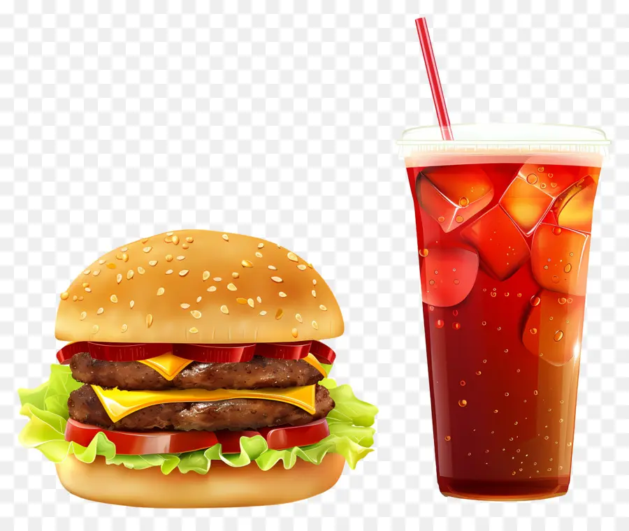 Hamburguesa Coca Cola，Hamburguesa Y Bebida PNG