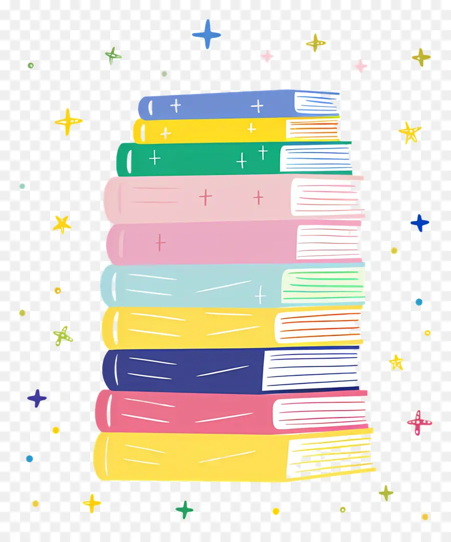 Pila De Libros，Libros Coloridos PNG