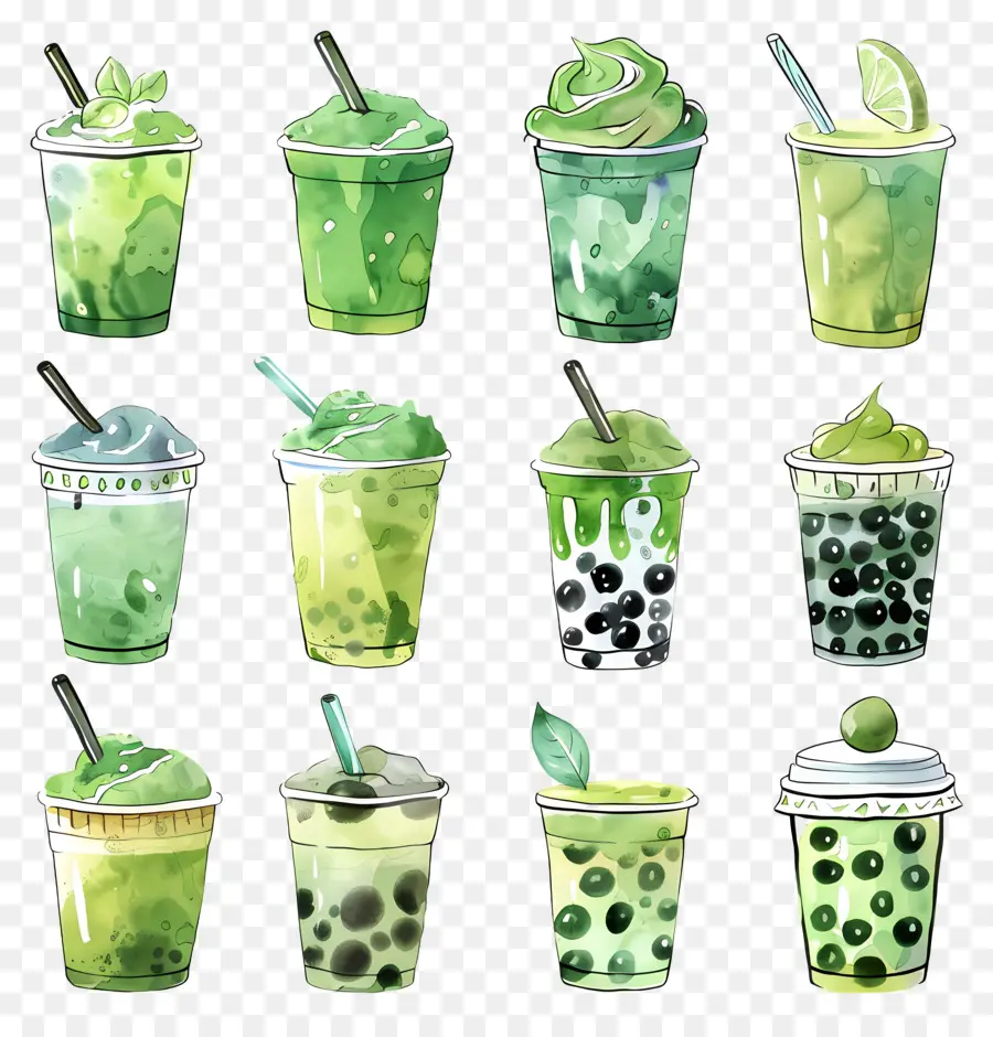 Bebida Matcha，Bebidas Verdes PNG