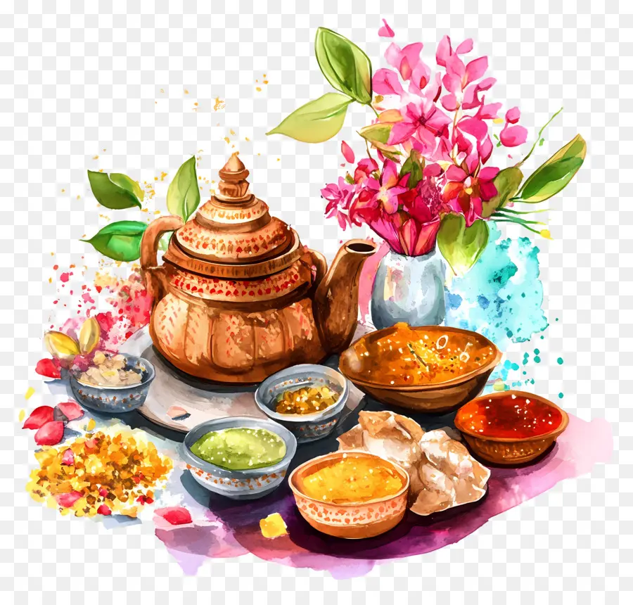 Karva Chauth，Comida Tradicional Y Té PNG