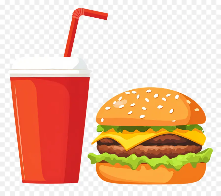 Hamburguesa Coca Cola，Hamburguesa Y Bebida PNG