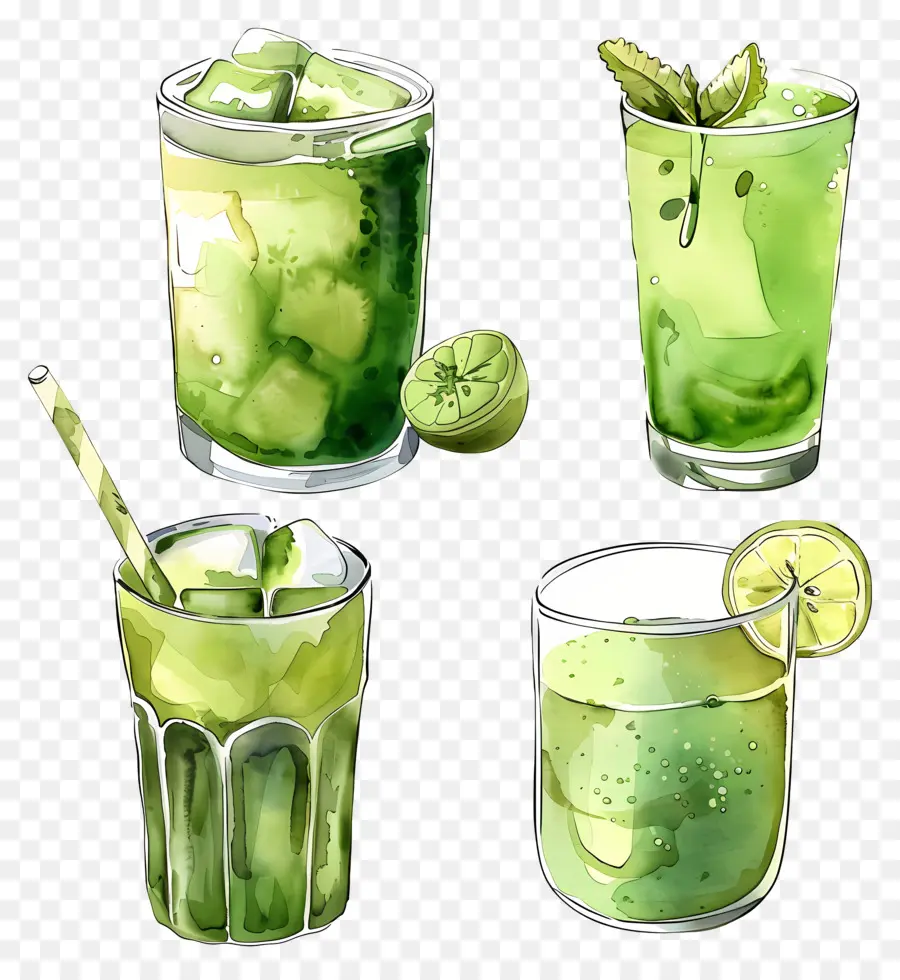 Bebida Matcha，Bebidas Verdes PNG