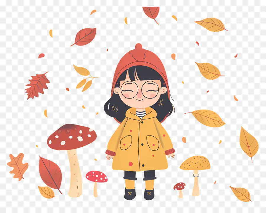 Fondo De Otoño，Niña Saltando Con Hojas PNG