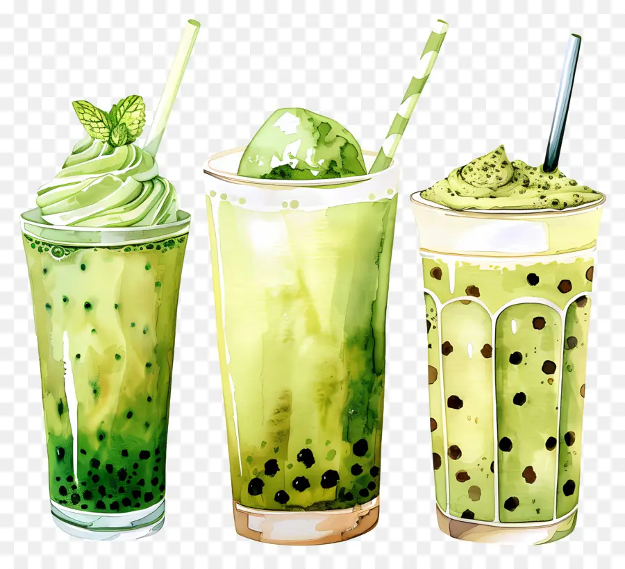 Bebida Matcha，Batidos Verdes PNG