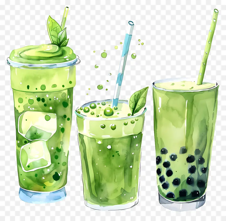 Bebida Matcha，Bebidas Verdes PNG