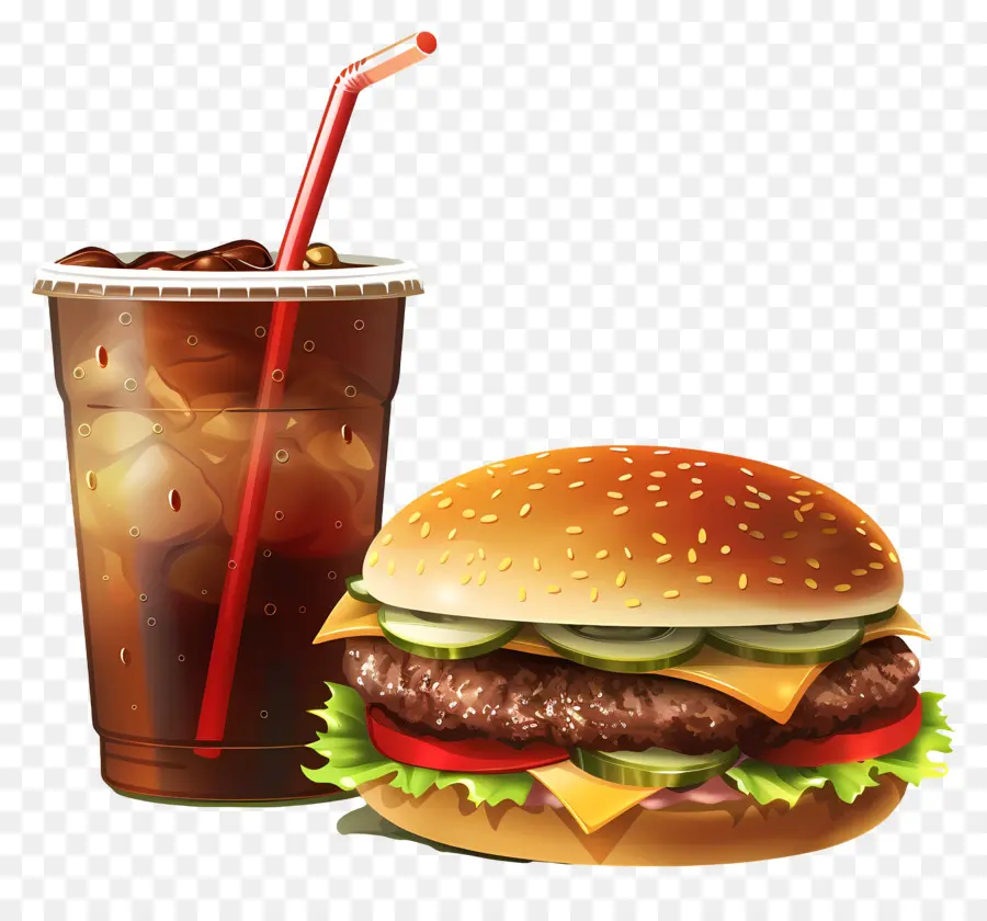 Hamburguesa Coca Cola，Comida Rápida PNG