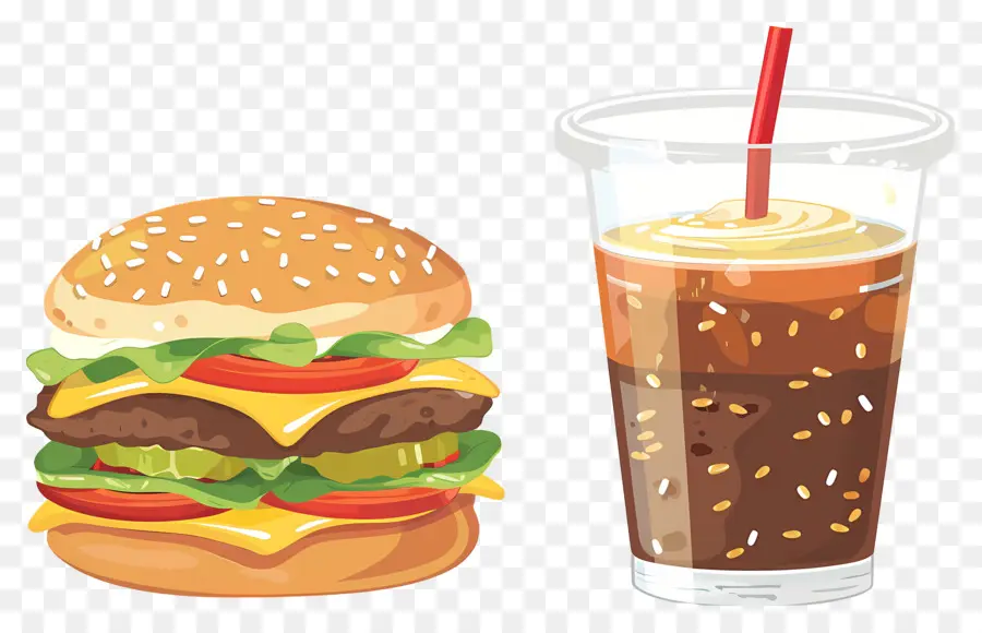 Hamburguesa Coca Cola，Hamburguesa Y Bebida PNG