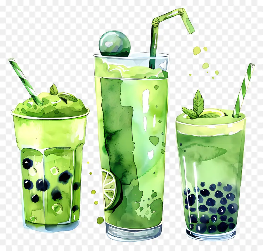 Bebida Matcha，Bebidas Verdes PNG